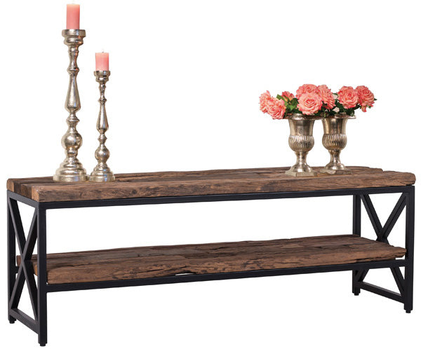 A reclaimed wood industrial media unit