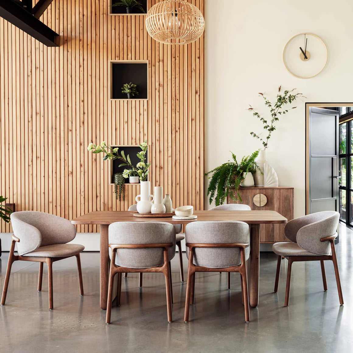 Hoxton Oak Dining Table and Fabric Dining Chairs