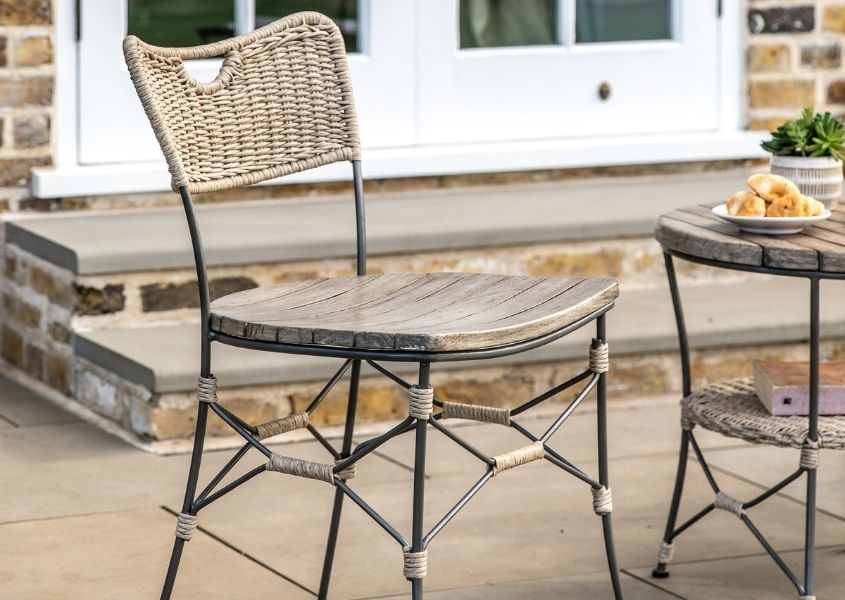 wooden garden chairs with pe rattan back