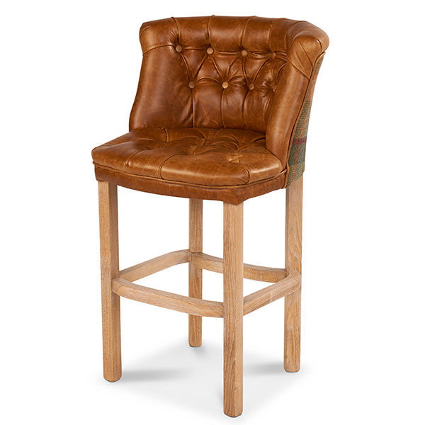 Parker Leather and Harris Tweed Barstool