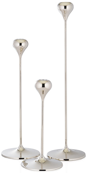 Set of three nickel pod stylish candle holders