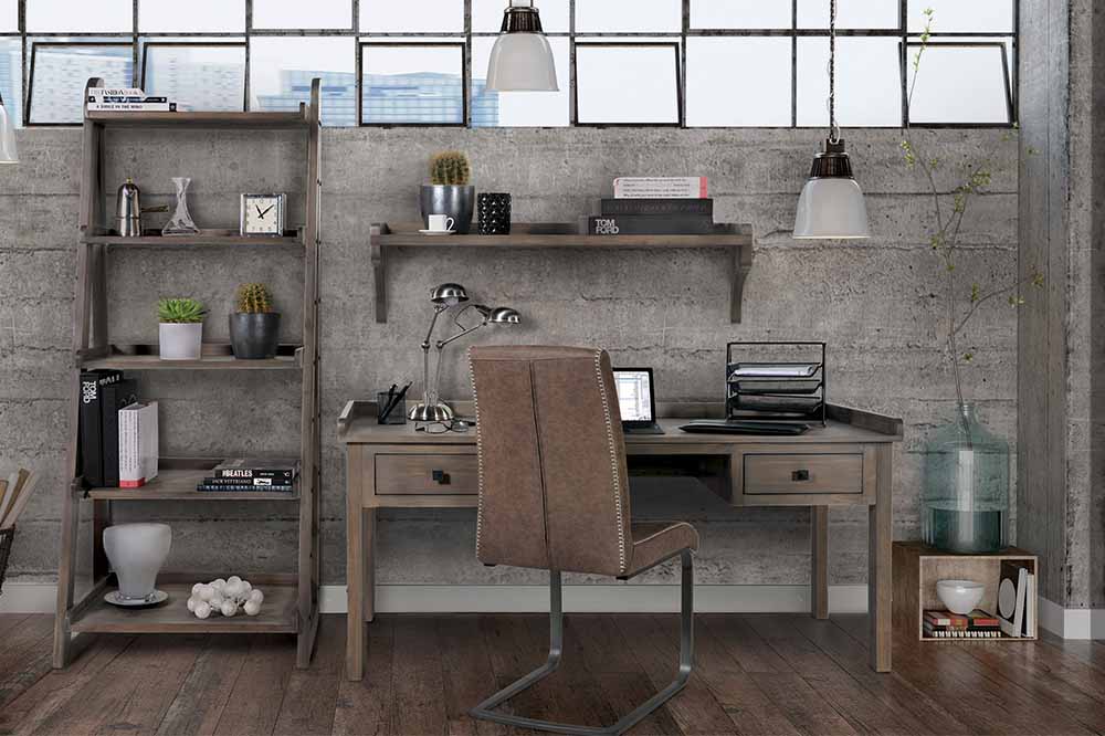 Quinton Reclaimed Wood Desk and Bookcase