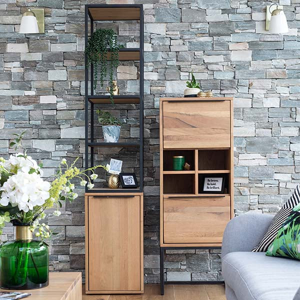 Rocco Oak Industrial Tall Display Unit