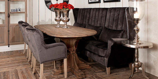 Edwina Fabric Dining Bench in Velvet