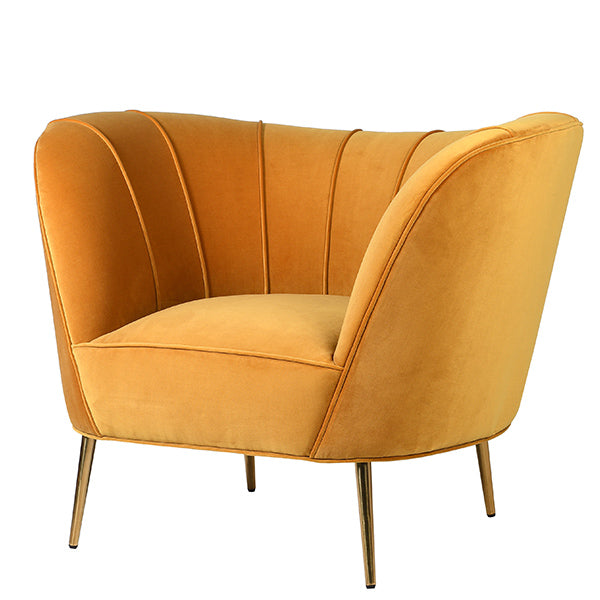 Sabrina Curved Yellow Velvet Armchair