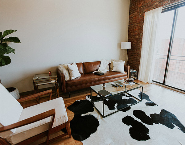 Broen Leather Sofa in Living Room