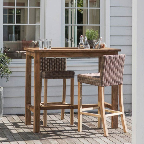 Outdoor Bar Table and Rattan Chairs