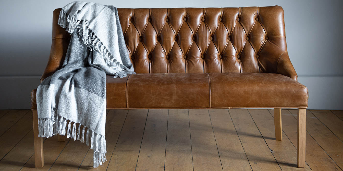 Stanton Brown Leather Bench