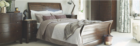 Winchester Dark Rustic Sleigh Wooden Bed