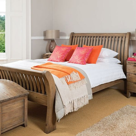 Winchester Rustic Wooden Bed with blanket box and bedside table