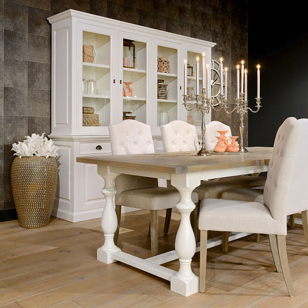 Windsor Oak Farmhouse Extending Dining Table with White Legs
