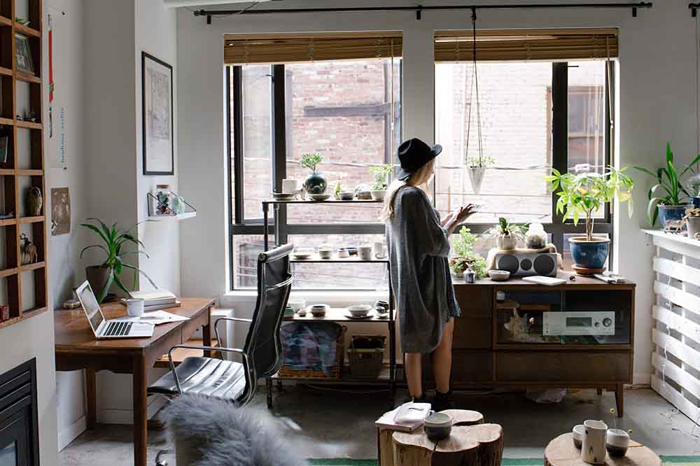 Wooden Desk and Desk Chair in Room