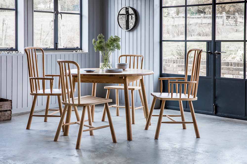Wycombe Oak Round Dining Table and Chairs