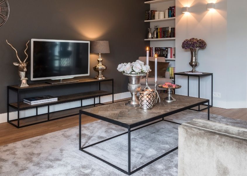 industrial coffee table in living room