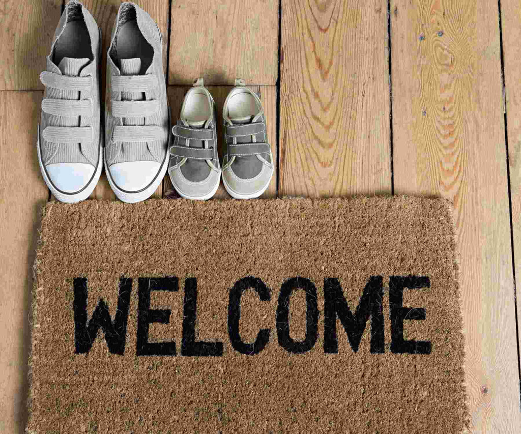 Welcome door mat with shoes