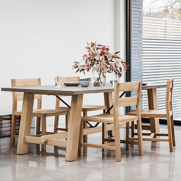 Hudson Living Chilson Oak Trestle Dining Table