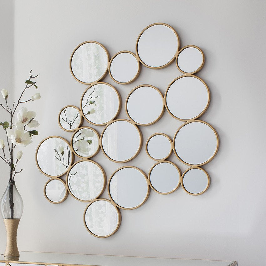 Golden Pebbles Wall Mirror in Living Room