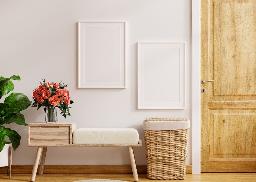 hallway bench with padded seat