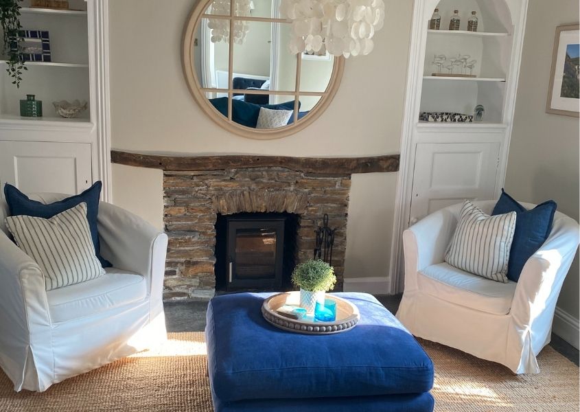 Living room at Leat House in Cornwall