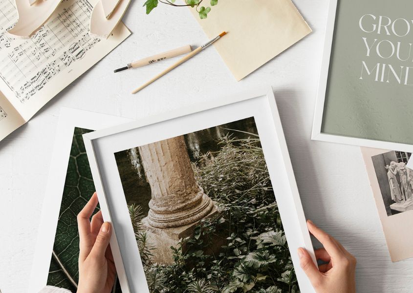 organising layout of framed prints for how to style a bookcase with frames blog