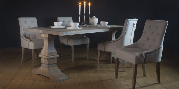 Hoxton Oak Farmhouse Dining Table with dining chairs