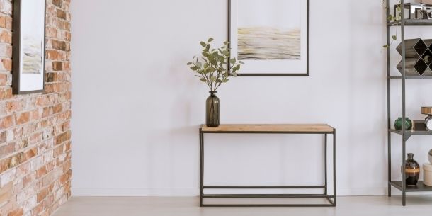 industrial console table for industrial furniture ideas for a clutter free hallway