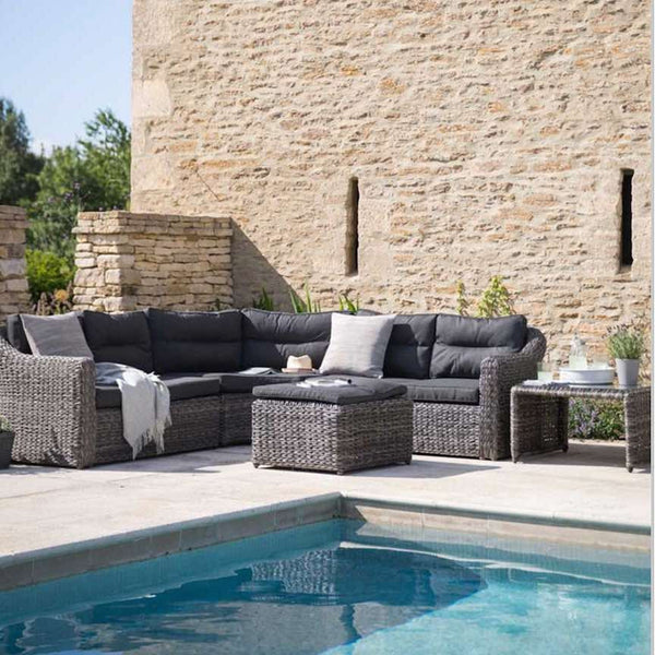 Lodsworth Rattan Corner Sofa Set with coffee table