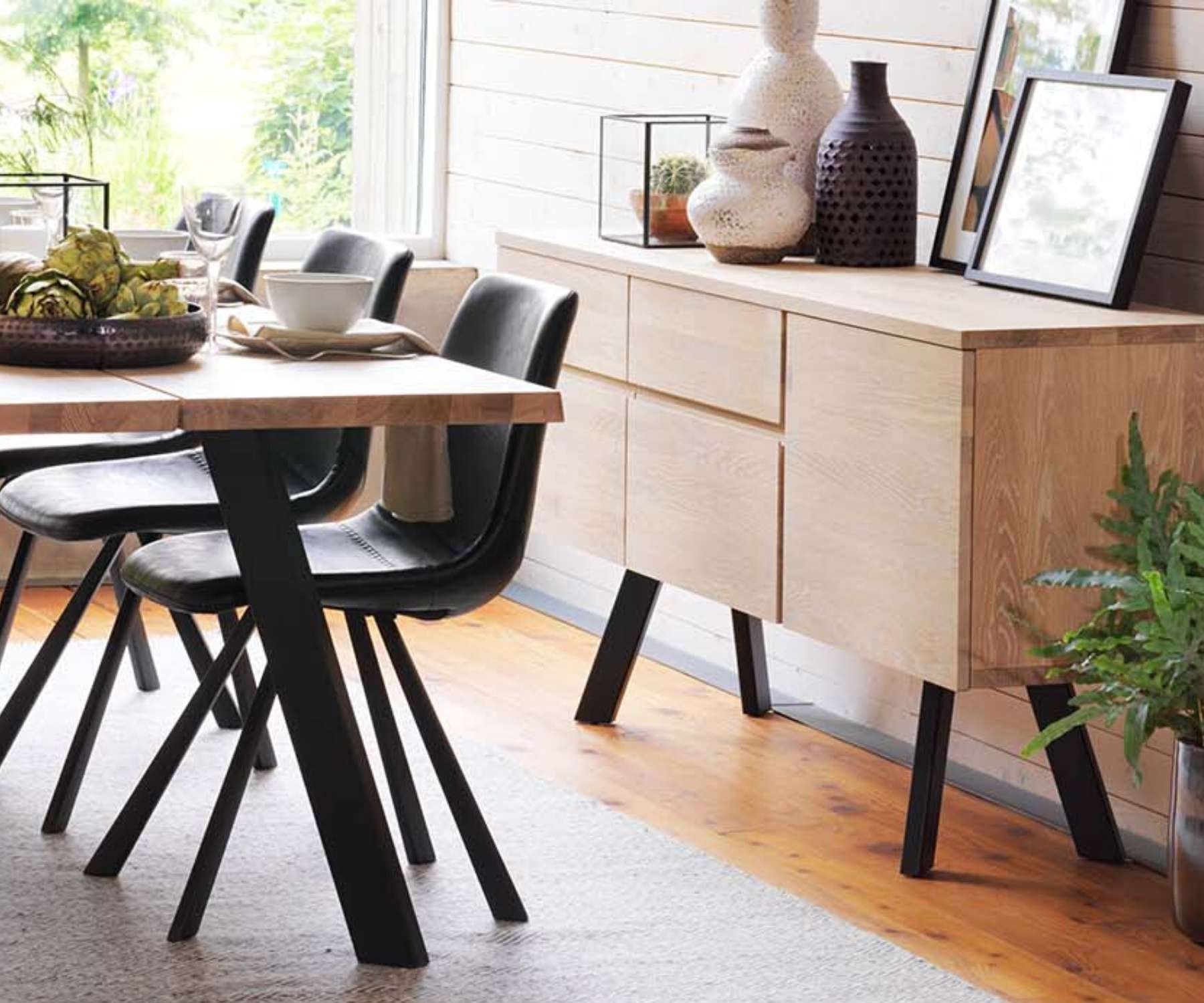 pale oak sideboard and dining table