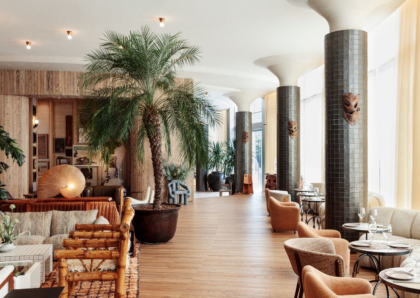 hotel lobby with wooden furniture for home interior decor ideas