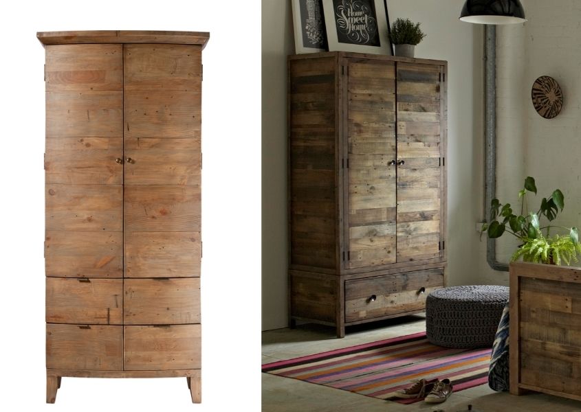 two solid wooden wardrobes