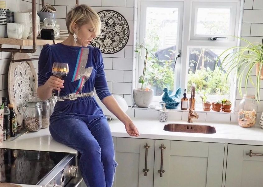 maxine brady sat on kitchen worktop 