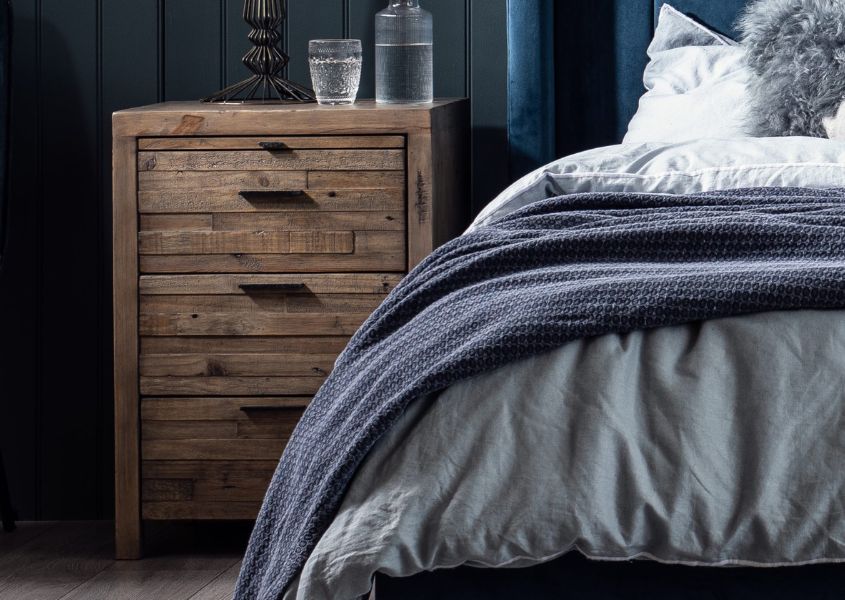 rustic bedside table with drawers