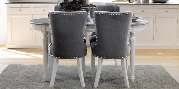 Victoria Distressed White Extending Oval Dining Table and Chairs