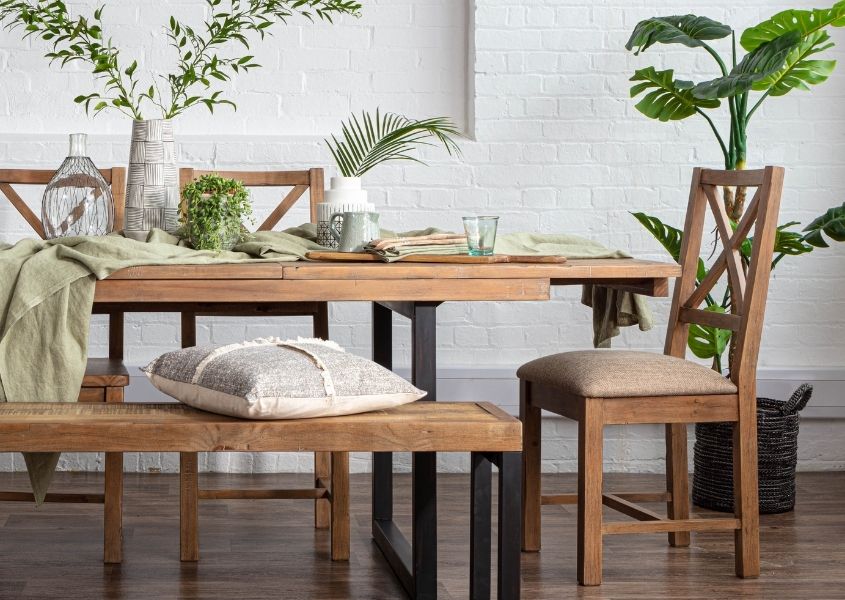 reclaimed wooden chairs with padded seat