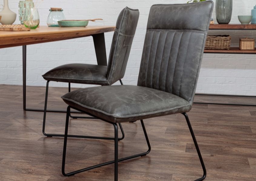 grey faux leather dining chairs